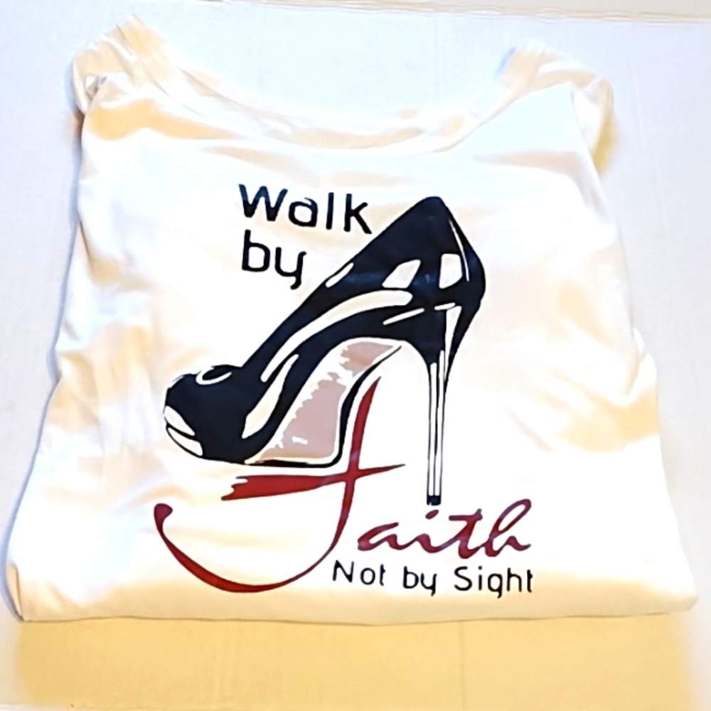 Women's LS Graphic Tee with  "Walk By Faith" 2X